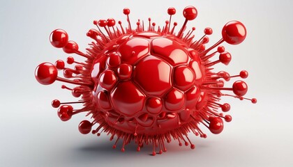 red virus 3d isolated on white background