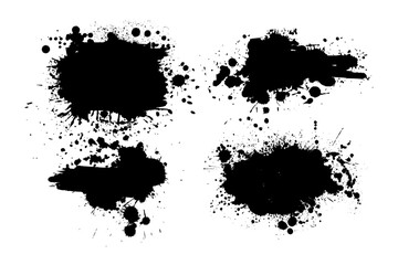 Splatter Paint Texture . Black Spray Blot of Ink. Place illustration Over any Object to Create Grungy Effect . hand drawn. Not AI, Vector.