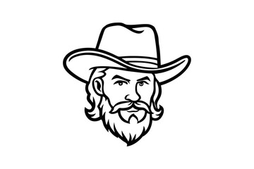 Barbershop Logo Vector. Man Silhouette Vector cowboy hat isolated on white background