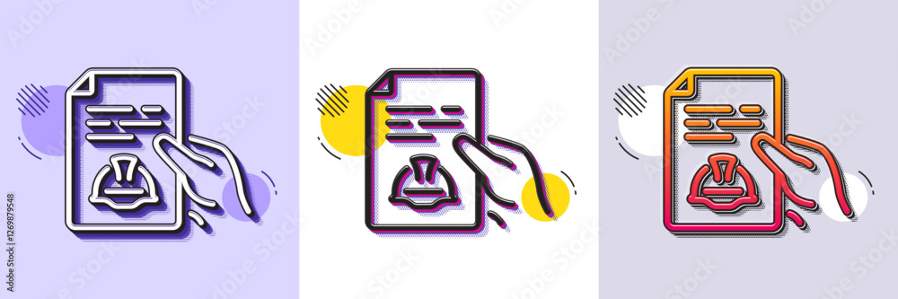 Poster engineering line icon. halftone dotted pattern. gradient icon with grain shadow. technical documenta