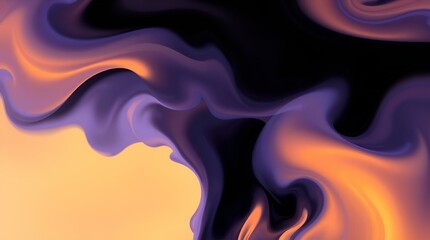 Abstract background with swirling waves in rich purple, black, and warm orange tones