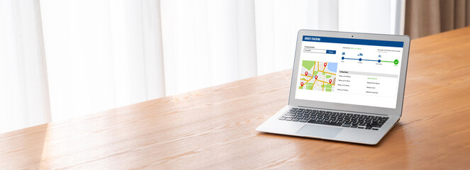 Fototapeta premium Delivery tracking system for e-commerce and modish online business to timely goods transportation and delivery