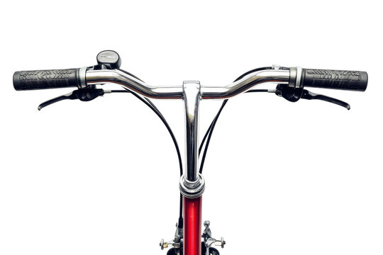 A close-up view of bicycle handlebars showcasing vibrant design and intricate details isolated on transparent background