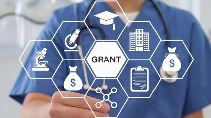 Doctor presents grant information for medical research and educational purposes