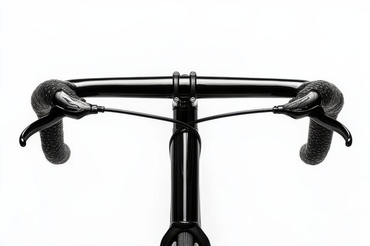 A sleek black bicycle handlebar against a minimalist backdrop showcasing its elegant design isolated on transparent background