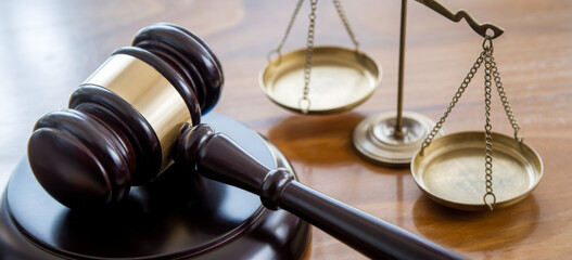 Law and Justice Concept Image, Grey stone background 
