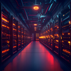 Fototapeta premium Server Room: Data Center Power Isolated on Transparent Background