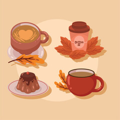 coffee vector icon set with white background