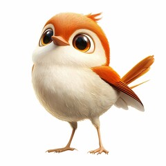 Nightingale, 3D cartoon illustration, isolated on a white background. Nightingale cartoonish  