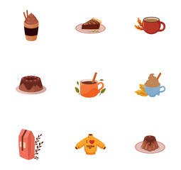 coffee vector icon set with white background