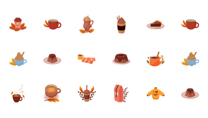 coffee vector icon set with white background