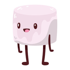 Vector image of a kawaii marshmallow icon on a white background