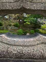 Stone Framed View of a Japanese Garden