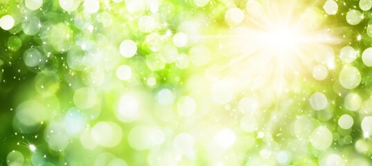 Fototapeta premium Abstract Natural Background With Sunlight And Bokeh, Oversaturated Green And Yellow Tones, 85mm