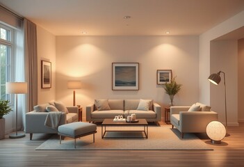 Cozy living room interior with modern furniture