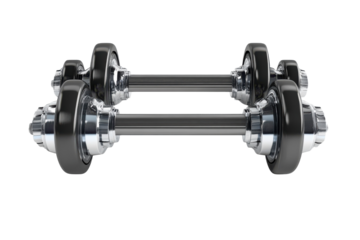 A sleek set of dumbbells resting on a clean surface ready for a workout session at home isolated on transparent background