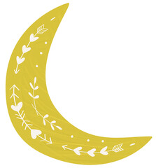 Boho pattern yellow crescent moon © Jiny