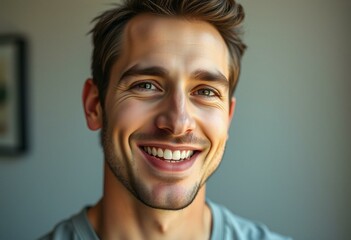 Fototapeta premium Photorealistic portrait of a male with tongue outside