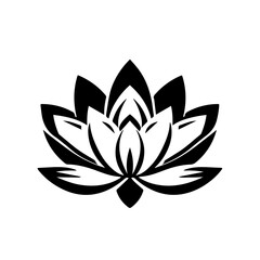 lotus flower icone graphic minimal black and white illustration