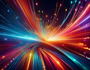 Fototapeta premium multicolored light explosion abstract fiber optics digital art close up