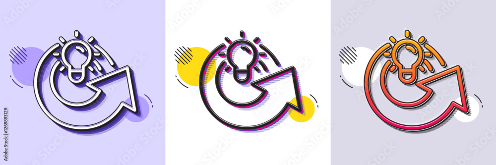 Wall mural share idea line icon. halftone dotted pattern. gradient icon with grain shadow. light bulb or lamp s