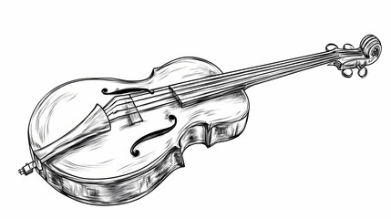 Obraz premium Contrabass music instrument one line drawing of acoustic guitar . transparent background png file. Celestial Shipyards. Illustration