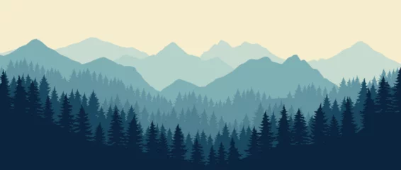 Fototapete Beige Tranquil forest landscape with mountain backdrop  © DGIM studio