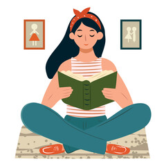 Obraz premium Bookcrossing, people reading books. Literature lovers, hobby and education concept. Student enjoying novel. Vector