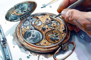 A detailed view of a watch mechanism being repaired with precision tools.