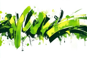 Vivid green graffiti with dynamic flowing style. Neural network AI generated