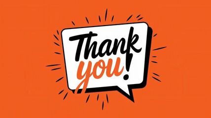 Thank you message displayed in a speech bubble graphic