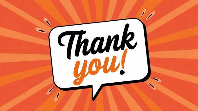 The image shows a speech bubble saying thank you