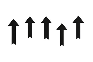 Simple black arrows point upwards in a creative arrangement against a white background isolated on transparent background