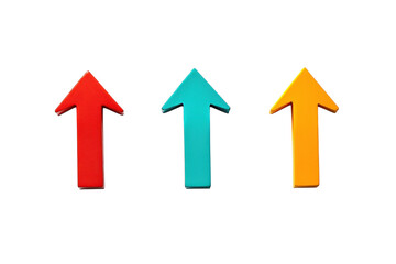 Colorful arrow shapes pointing upwards create a dynamic visual representation of growth and progress isolated on transparent background