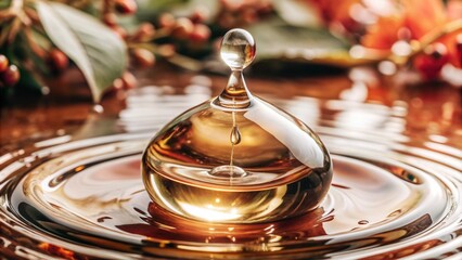 golden water drop on black background