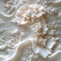 A Breathtaking 3D Relief Panel Showcasing Artistic Designs Made of White Plastic Coupled with Glazed Ice Textures