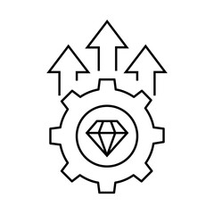 Operational Excellence – Gear with Diamond and Arrows Representing Peak Efficiency