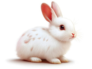 Obraz premium Cute Easter Bunny Vector Illustration Showcasing a Playful Rabbit Surrounded by Colorful Eggs and Vibrant Flowers on a Bright White Background