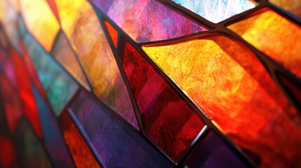 Abstract stained glass pattern in vibrant colors