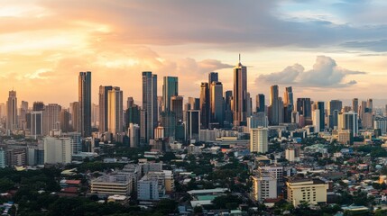Fototapeta premium Stunning Cityscape Panorama at Golden Hour
