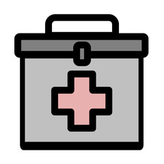 First aid kit - clean and modern pharmacy and medicine icon.