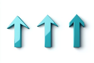 Turquoise arrows point up on a white background, symbolizing growth and progress isolated on transparent background