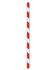 Drinking tube, straight striped red-white - vector full color illustration. Drinking straw plastic picture	