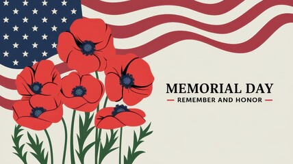 Image showcases memorial day celebration with poppies and flag