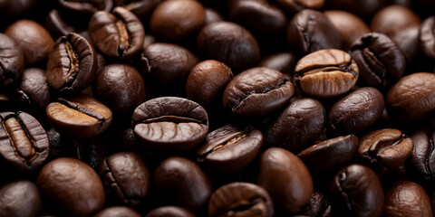 Obraz premium Frische Kaffeebohnen mit intensiver Röstung – Hochwertige Bohnen für besten Geschmack