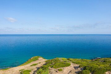 Fototapeta premium The Mediterranean Sea in Castelsardo in Europe, Italy, Sardinia, Castelsardo, in summer, on a sunny day.