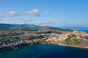 Fototapeta premium The new town in Castelsardo in Europe, Italy, Sardinia, Castelsardo, in summer, on a sunny day.
