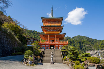 Seiantoji Temple at Kumano-Nachi Taisha in Nachisan, Asia, Japan, Kansai, Nachisan, in summer on a...