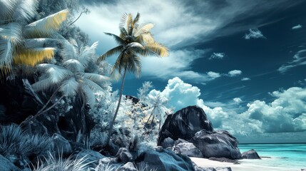 Tropical Island Paradise: A Stunning Coastal Landscape Painting