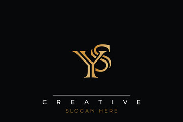 Sophisticated gold YS monogram logo on a sleek black background, ideal for branding, creative design, and luxurious themes.